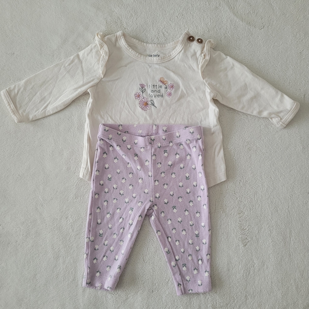 🧸4/20$ Carter's Long Sleeve Top and Leggings Set Floral Size 3M Baby Girl